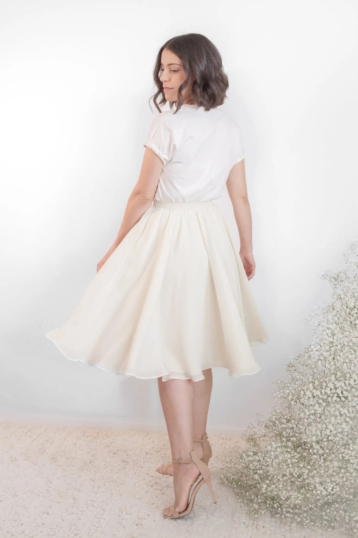 Chiffon Midi Skirt | Birdie. | Cream and Rose | Minimalist and Elegant Cream / S Chiffon Midi Skirt | Birdie. | Cream and Rose | Minimalist and Elegant Cream / S