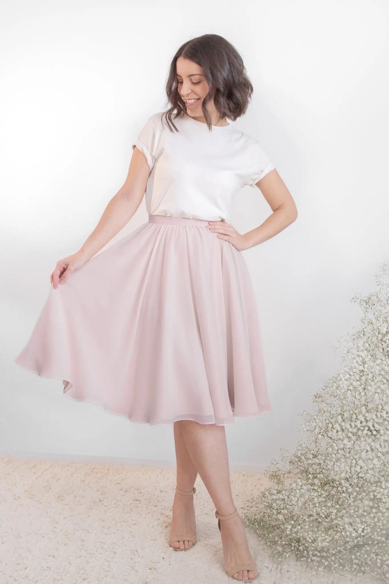 Chiffon Midi Skirt Birdie. Skirt birdie Rose-XL