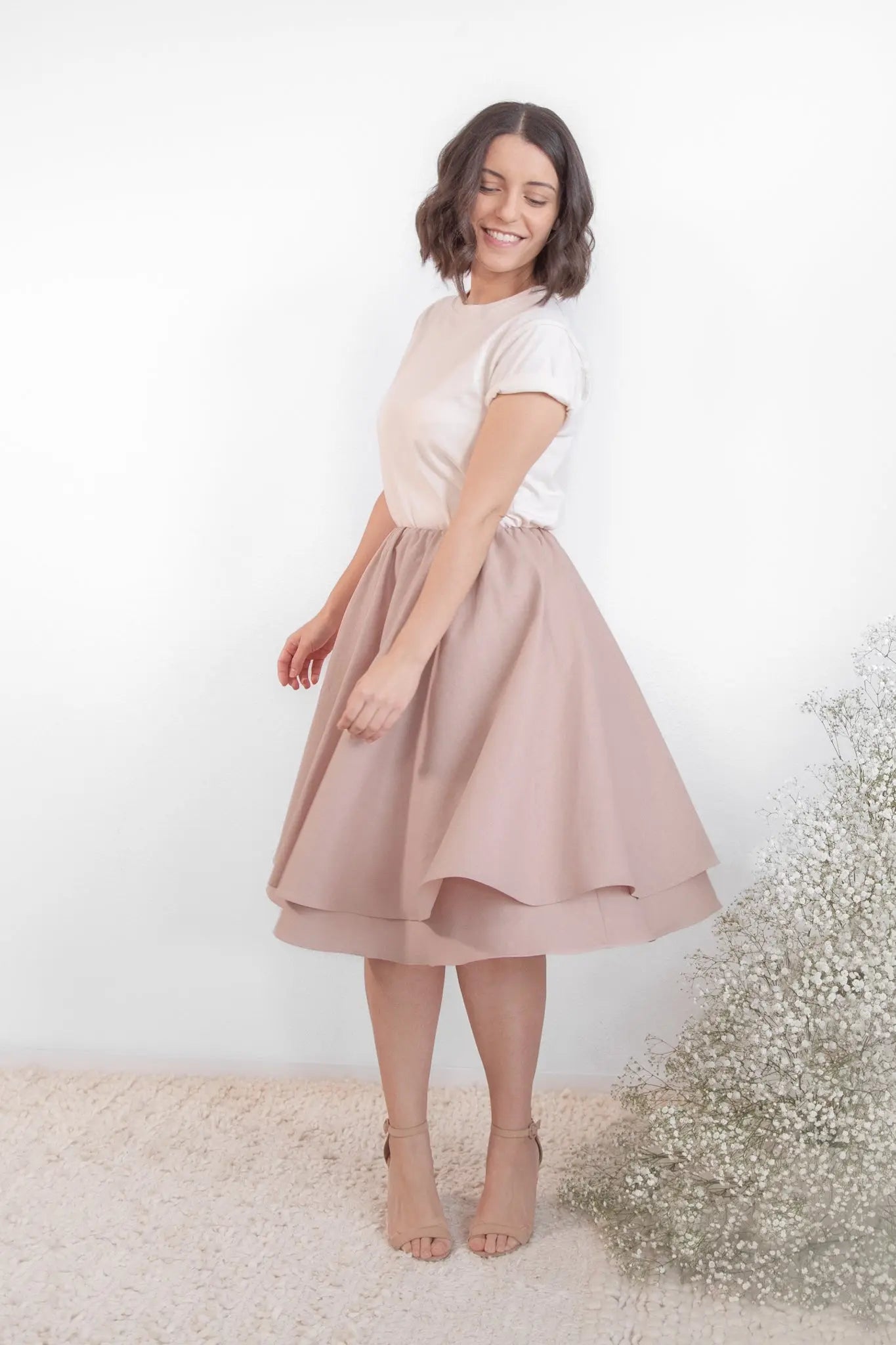Linen Midi Skirt | Birdie. | Rose | Elegant Skirt for Women Dusty Pink / M Linen Midi Skirt | Birdie. | Rose | Elegant Skirt for Women Dusty Pink / M