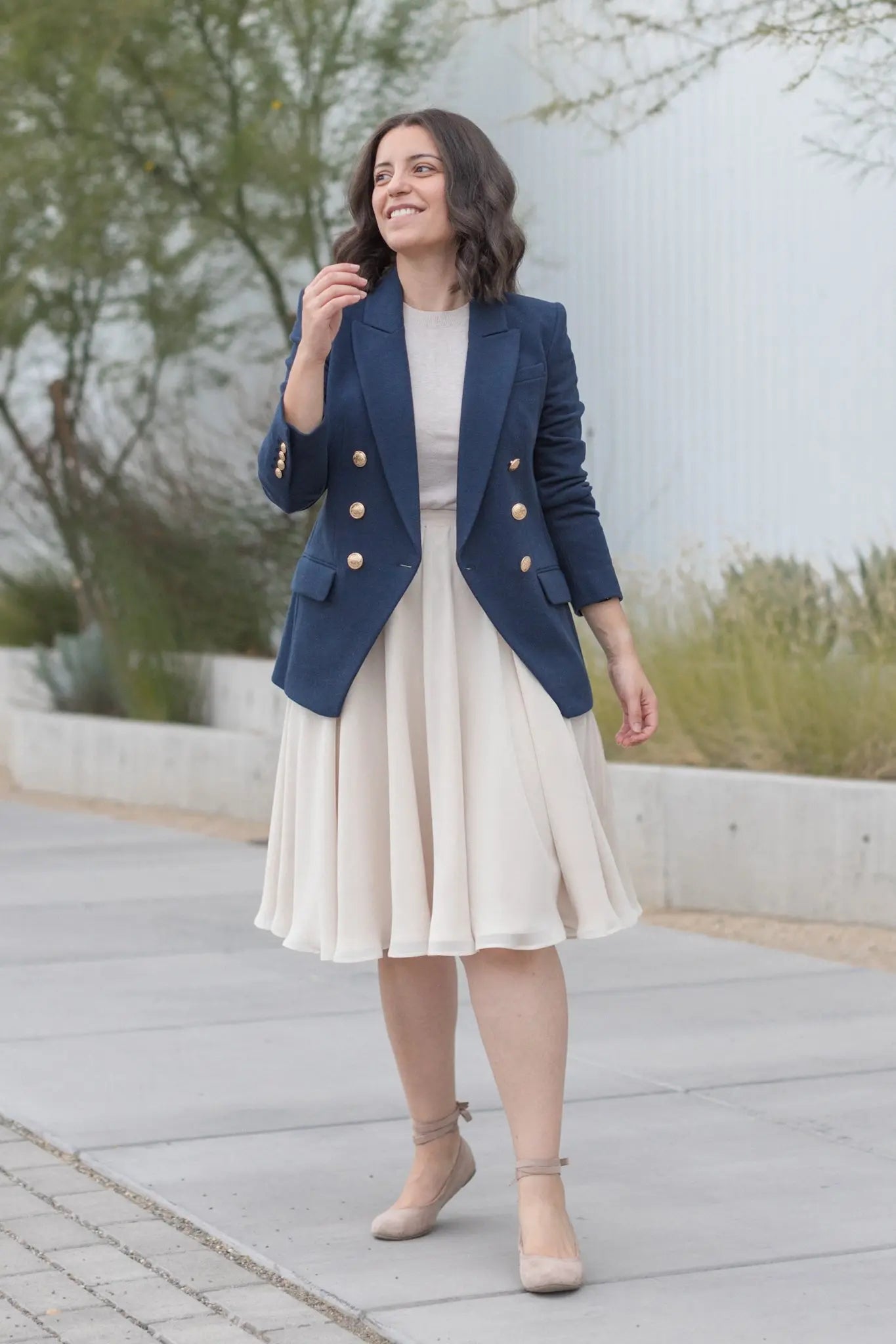 Birdie Minimalist Chiffon Midi Skirt